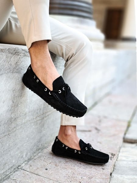 BLACK SUEDE CIRO SİYAH SÜET ERKEK DERİ GÜNLÜK RAHAT AYAKKABI SİYAH SÜET - 43