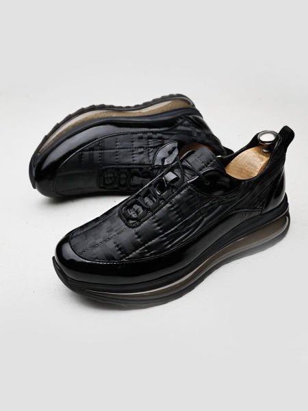 BLACK WHITE POWER AIR RAHAT SNEAKERS AYAKKABI Siyah Beyaz Rugan - 42
