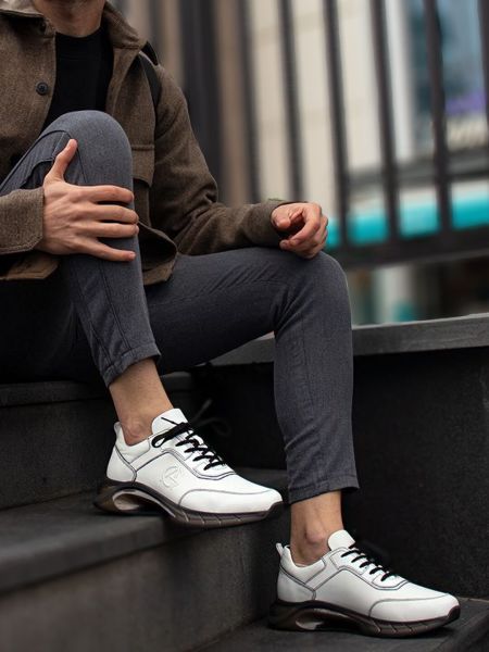 WHITE BLACK ART AIR RAHAT ERKEK DERİ GÜNLÜK AYAKKABI BEYAZ SİYAH - 43