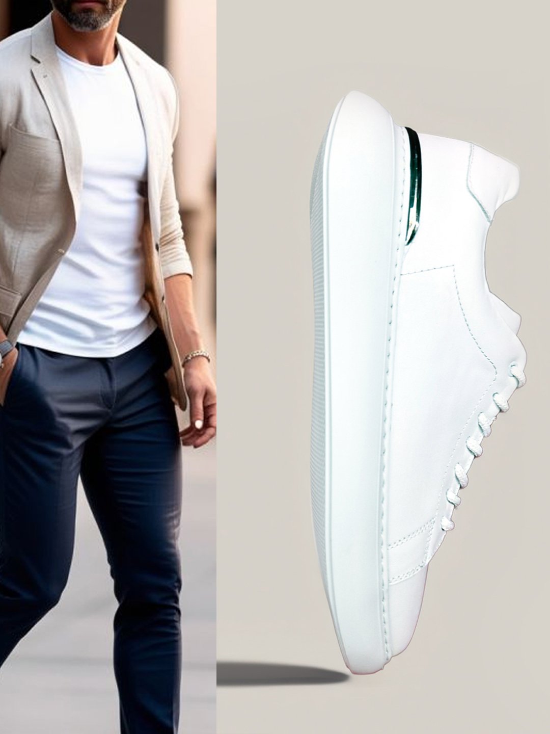 WHITE PRIME HAKİKİ DERİ ERKEK GÜNLÜK ŞIK AYAKKABI BEYAZ - 44