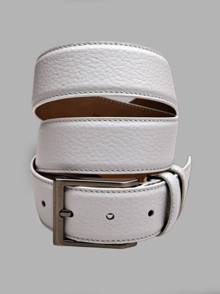 WHITE  LION BELT HAKİKİ DERİ ERKEK KEMER 019 BEYAZ - 110CM