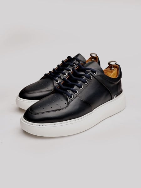 NAVY BLUE BRUNO HAKİKİ DERİ ERKEK CASUAL AYAKKABI LACİVERT - 45
