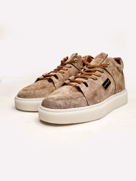 BEIGE SUEDE IMPERIO HAKİKİ DERİ RAHAT ERKEK KISA BOT BEJ SÜET - 45