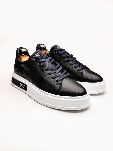 NAVY BLUE RIVO HAKİKİ DERİ ERKEK GÜNLÜK AYAKKABI LACİVERT - 46