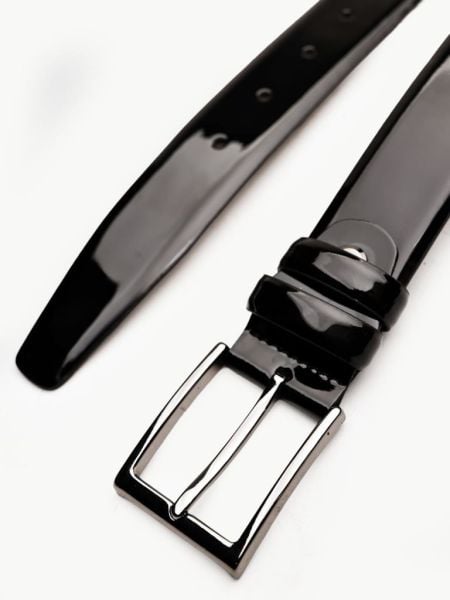 PATENT BLACK LION BELT HAKİKİ DERİ ERKEK KEMER 094 SİYAH RUGAN - 140CM