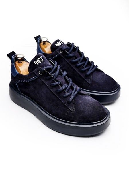 NAVY BLUE FUNNY LACİVERT SÜET DERİ ERKEK GÜNLÜK AYAKKABI LACİVERT SÜET - 46