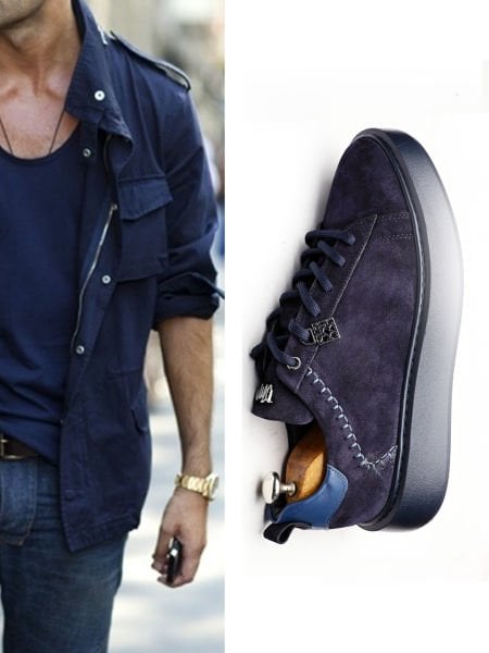 NAVY BLUE FUNNY LACİVERT SÜET DERİ ERKEK GÜNLÜK AYAKKABI LACİVERT SÜET - 46