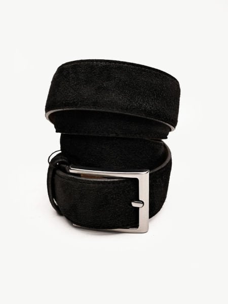 BLACK SUEDE LION BELT HAKİKİ DERİ KEMER 094 SİYAH SÜET - 140CM