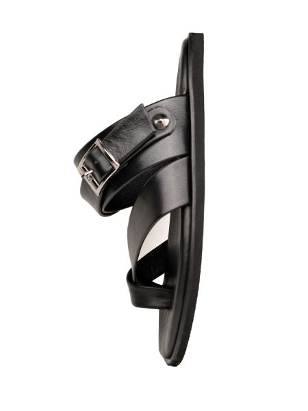 BLACK COMFORT SANDALET HAKİKİ DERİ ERKEK SANDELETİ SİYAH - 43
