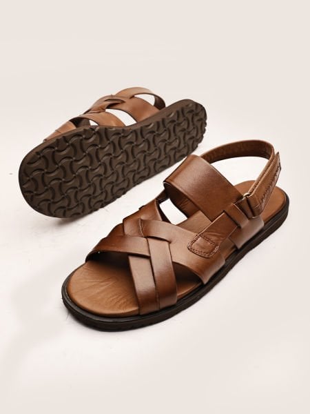 COFFEE  BEACH SANDALET KAHVERENGİ HAKİKİ DERİ SANDELET KAHVE - 43