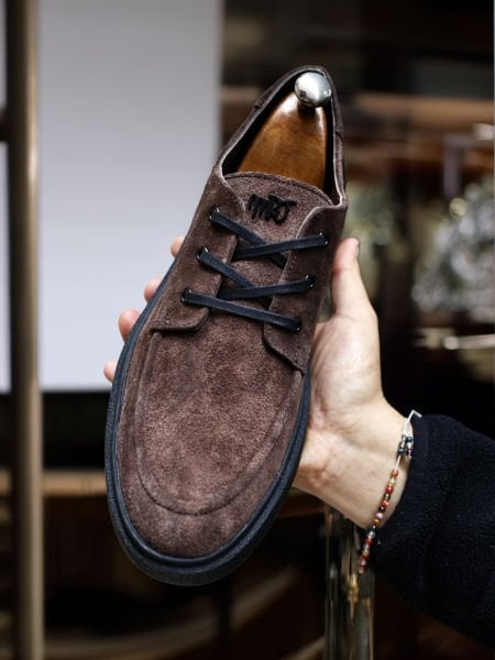 COFFEE SUEDE AGATHA HAKİKİ DERİ ERKEK GÜNLÜK RAHAT SAĞLAM AYAKKABI KAHVE SÜET - 46
