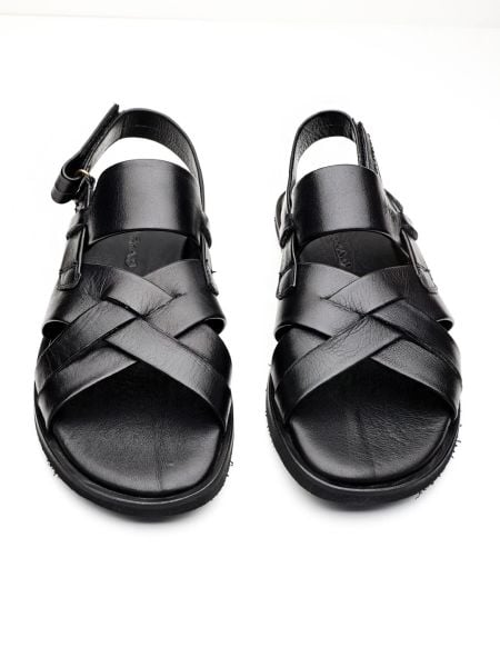 İBAY BLACK BEACH SANDALET SİYAH DERİ ERKEK SANDELET SİYAH - 43