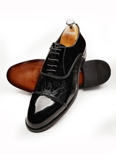PATENT BLACK CAVALLO HAKİKİ DERİ TARZ ERKEK AYAKKABI SİYAH RUGAN - 41