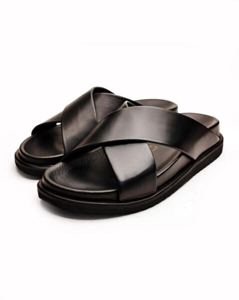 BLACK CANVAS  ERKEK HAHİKİ DERİ SANDELET SİYAH - 45