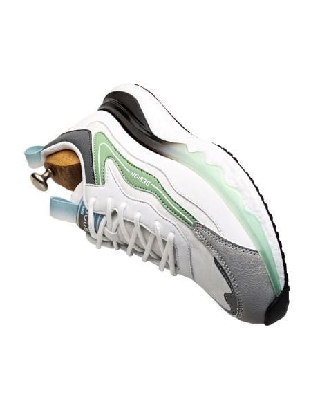 WHITE GREEN  DESIGN KALİTELİ RAHAT ERKEK DERİ AYAKKABI BEYAZ YEŞİL - 41