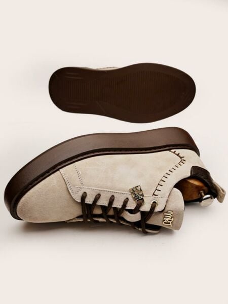 BEIGE SUEDE FUNNY HAKİKİ DERİ ERKEK GÜNLÜK AYAKKABI BEJ SÜET - 46