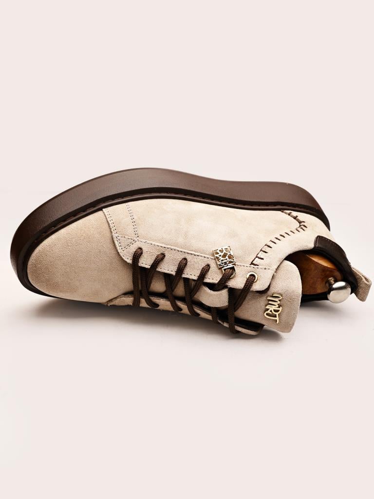 BEIGE SUEDE FUNNY HAKİKİ DERİ ERKEK GÜNLÜK AYAKKABI BEJ SÜET - 43
