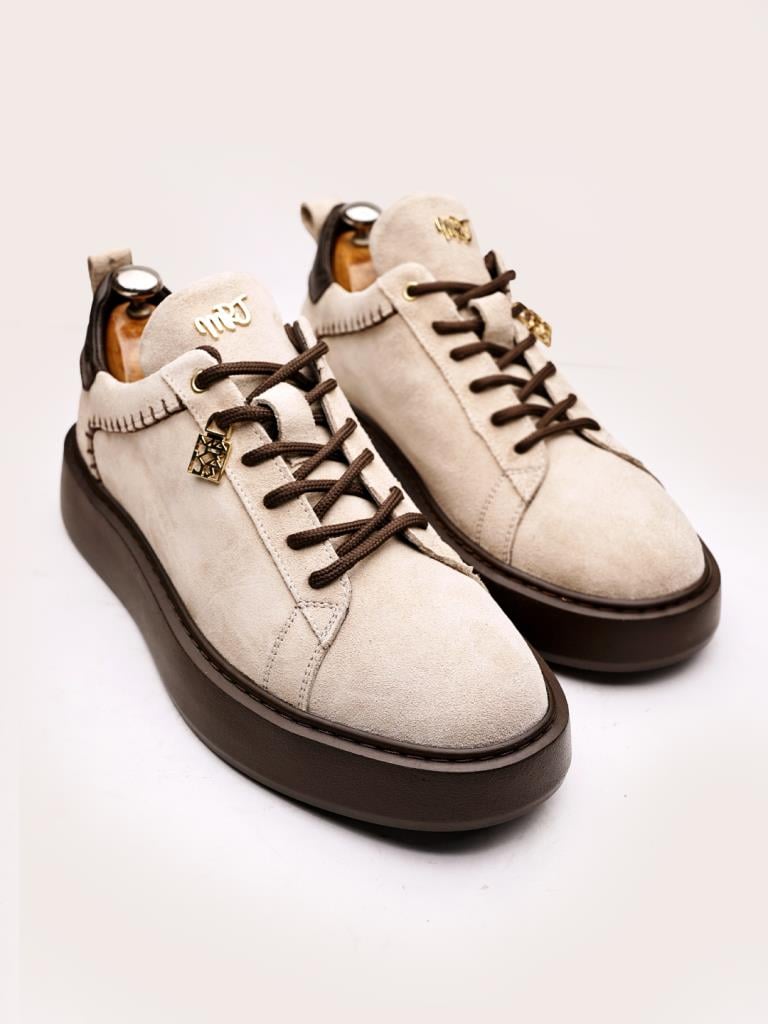 BEIGE SUEDE FUNNY HAKİKİ DERİ ERKEK GÜNLÜK AYAKKABI BEJ SÜET - 43