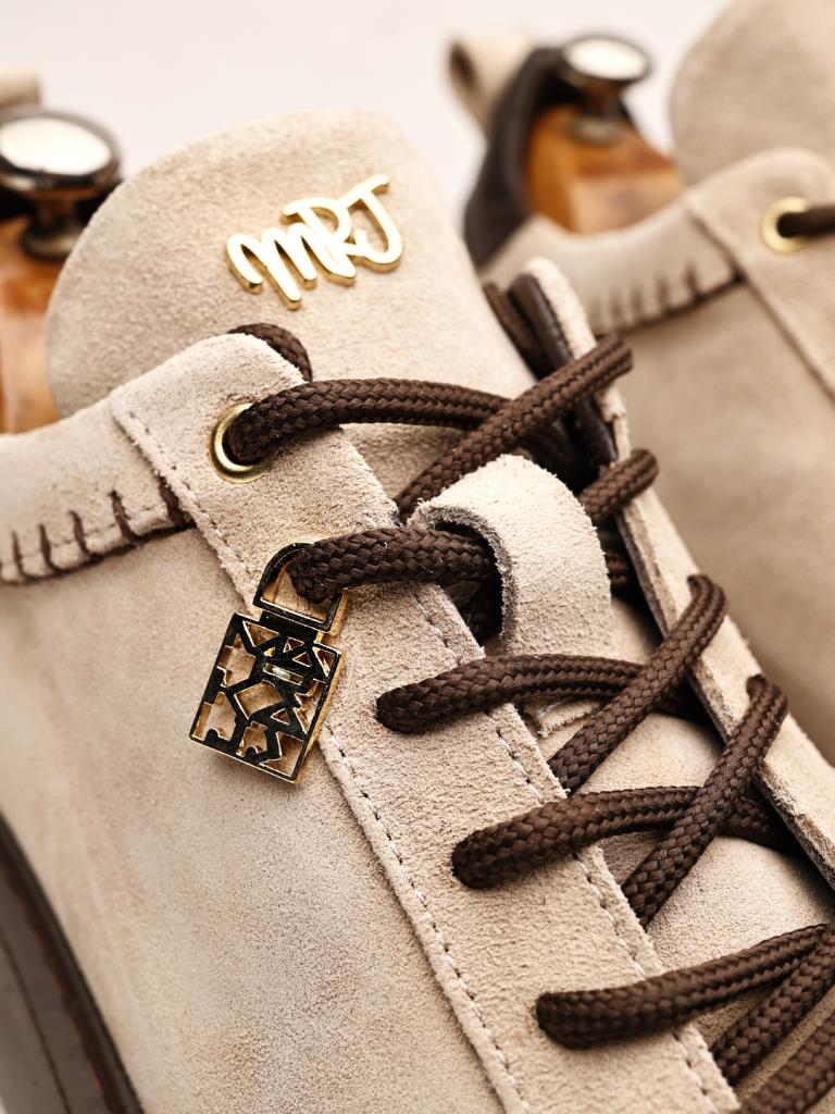 BEIGE SUEDE FUNNY HAKİKİ DERİ ERKEK GÜNLÜK AYAKKABI BEJ SÜET - 43