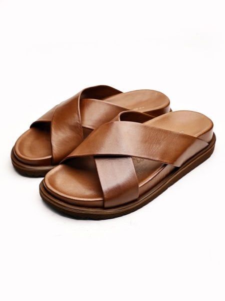COFFEE CANVAS HAKİKİ DERİ ERKEK SANDALET KAHVE - 42