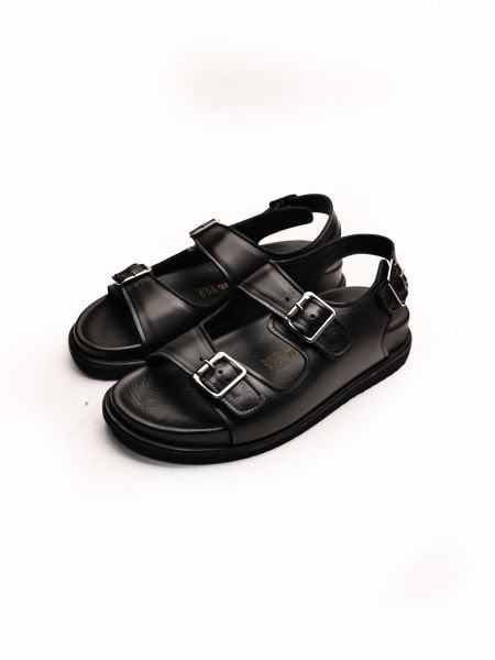 BLACK FREE SANDALET HAKİKİ DERİ SANDELET SİYAH - 46