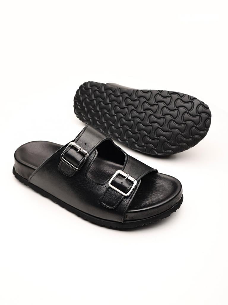 BLACK FREE SANDALET HAKİKİ DERİ SANDELET SİYAH - 40