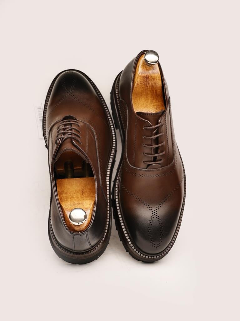 COFFEE LASER HAKİKİ DERİ ERKEK GÜNLÜK AYAKKABI KAHVE - 42