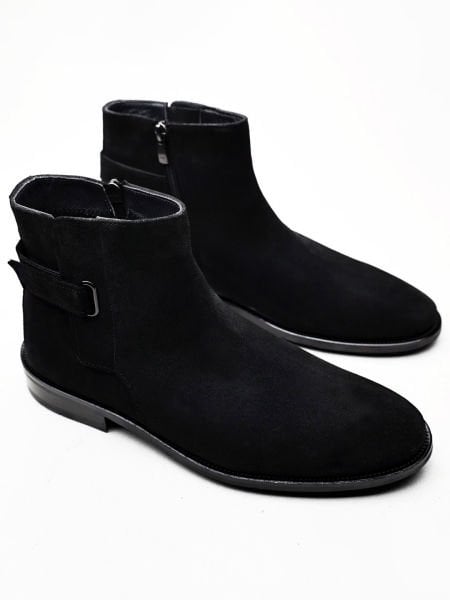 BLACK SUEDE WELL HAKİKİ DERİ RAHAT BOT SİYAH SÜET - 41
