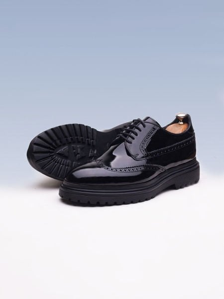 PATENT BLACK PERFECT HAKİKİ DERİ KLASİK AYAKKABI SİYAH RUGAN - 46