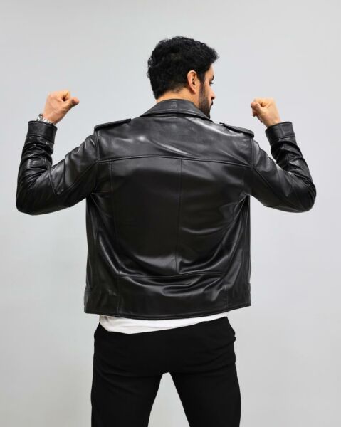 JOHN DAWID POWER HAKİKİ DERİ MONT SİYAH - 2XL