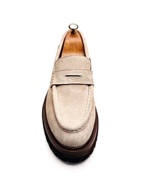 BEIGE SUEDE GRECO HAKİKİ SÜET DERİ ERKEK TARZ YÜKSEK TABAN AYAKKABI BEJ SÜET - 45