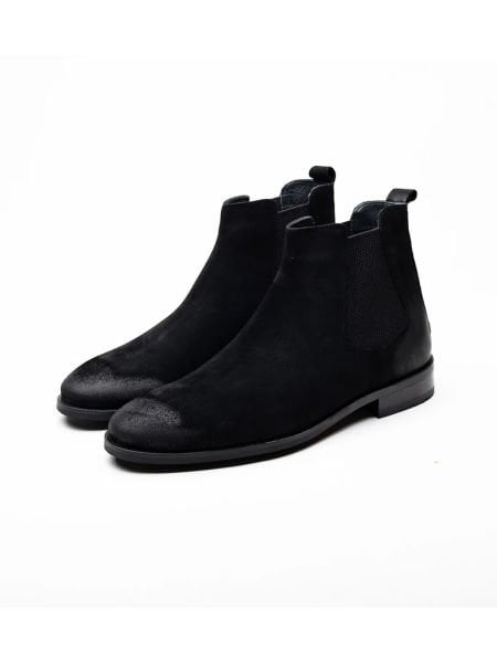 BLACK SUEDE CHELSEA HAKİKİ DERİ RAHAT BOT SİYAH SÜET - 45