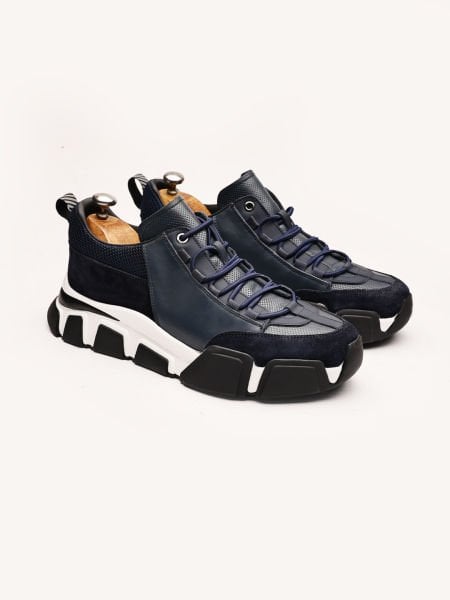 NAVY BLUE MEGA STAR HAKİKİ DERİ LACİVERT ERKEK GÜNLÜK AYAKKABI LACİVERT - 45