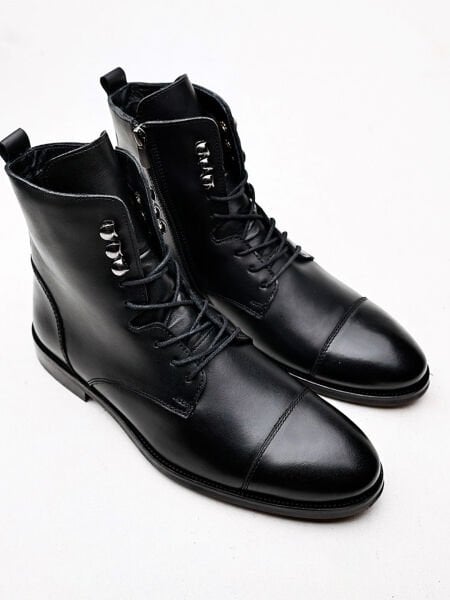 BLACK WANTED HAKİKİ DERİ BOT SİYAH - 45