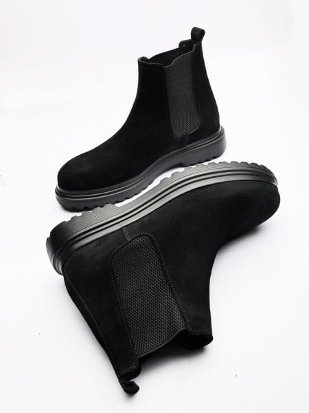 BLACK SUEDE DAVIES HAKİKİ DERİ BOT SİYAH SÜET - 45