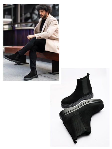 BLACK SUEDE DAVIES HAKİKİ DERİ BOT SİYAH SÜET - 45