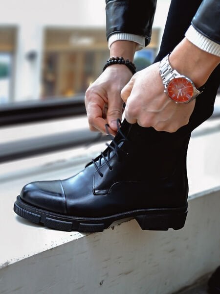 BLACK DYNAMIC HAKİKİ DERİ BOT SİYAH - 45