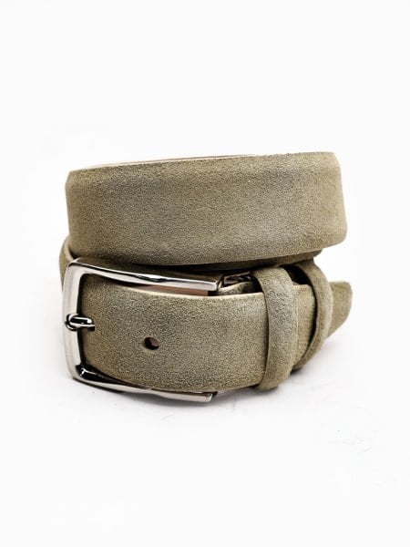 GREEN SUEDE BELT HAKİKİ DERİ ERKEK KUMAŞ KEMERİ YEŞİL SÜET - 135CM