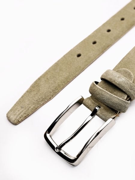 GREEN SUEDE BELT HAKİKİ DERİ ERKEK KUMAŞ KEMERİ YEŞİL SÜET - 135CM
