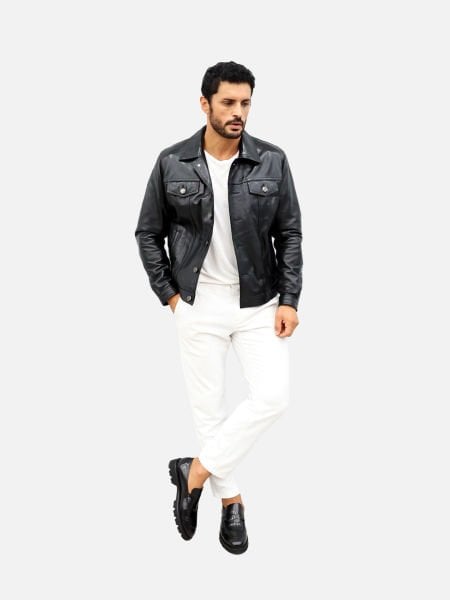 JOHN DAWID BLACK LEVI HAKİKİ DERİ MONT SİYAH - S