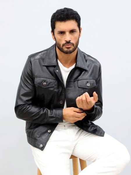 JOHN DAWID BLACK LEVI HAKİKİ DERİ MONT SİYAH - S