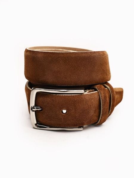 TABACO SUEDE LION BELT HAKİKİ DERİ SÜET ERKEK KEMER TABA SÜET - 135CM