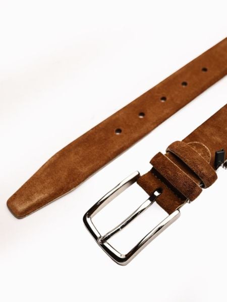 TABACO SUEDE LION BELT HAKİKİ DERİ SÜET ERKEK KEMER TABA SÜET - 135CM