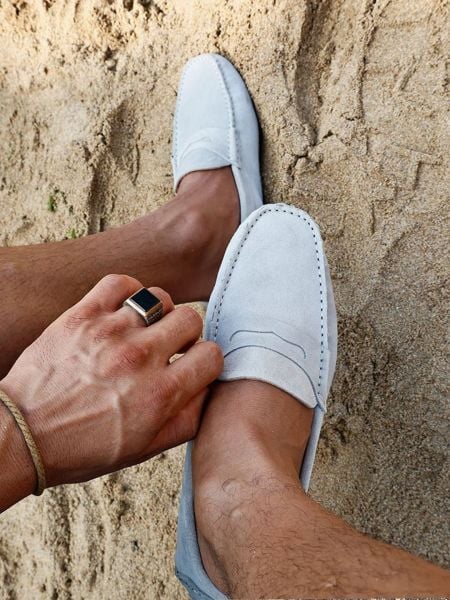 GREY SUEDE SPRING RAHAT DERİ GÜNLÜK AYAKKABI GRİ SÜET - 42