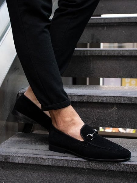 BLACK SUEDE JUSTHAKİKİ DERİ KLASİK AYAKKABI SİYAH SÜET - 37