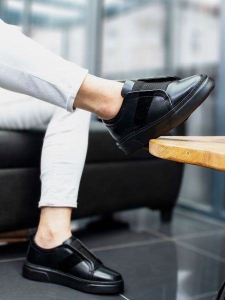 BLACK ZEO ERKEK HAKİKİ DERİ GÜNLÜK AYAKKABI SİYAH SİYAH - 43