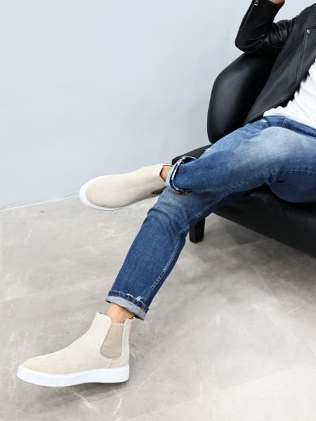 BEIGE SUEDE CONE  ERKEK HAKİKİ DERİ BOT BEJ SÜET - 37
