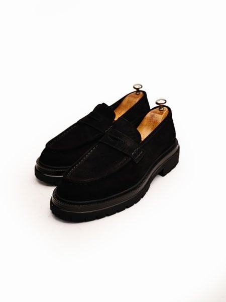 BLACK SUEDE GRECO HAKİKİ DERİ ERKEK KLASİK AYAKKABI SİYAH SÜET - 43