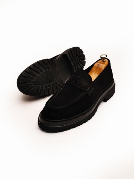 BLACK SUEDE GRECO HAKİKİ DERİ ERKEK KLASİK AYAKKABI SİYAH SÜET - 43