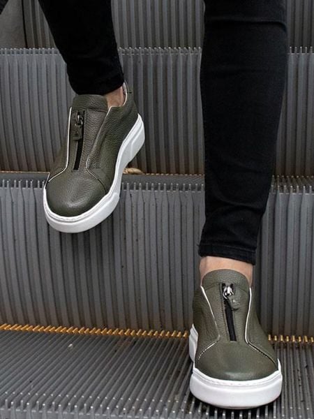 GREEN FANCY BAĞCIKSIZ YEŞİL DERİ GÜNLÜK TARZ AYAKKABI YEŞİL - 41